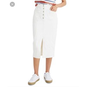 Madewell White Denim Midi Skirt